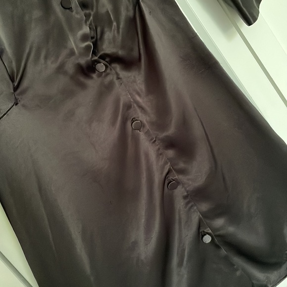 Zara Classic Black Satin Tight Shirt Dress - Picture 6 of 8